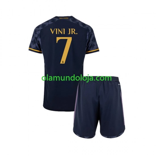 Camisola Real Madrid Vinicius Junior 7 Criança Equipamento Segundo 2023-2024 Manga Curta